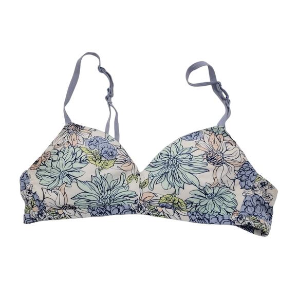 Kindly Yours Blue Floral Sustainable Adjustable Wire Free T-Shirt Bra Size 34B - Picture 1 of 9